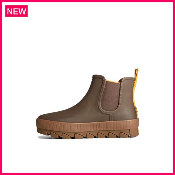 Waterproof Chelsea Rain Boots with Fleece Lining Ankle Height Pull-On